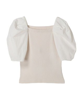 Green Parks ・ＡＮＤ　ＳＥＡＲＣＨ　布帛スリーブニットプルオーバー Off White