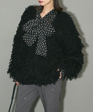 Green Parks フリンジニットカーディガン Black