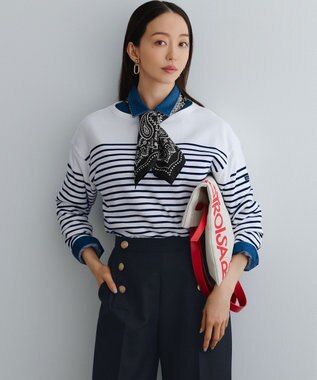 Armo-lux パネルボーダー クロップド カットソー