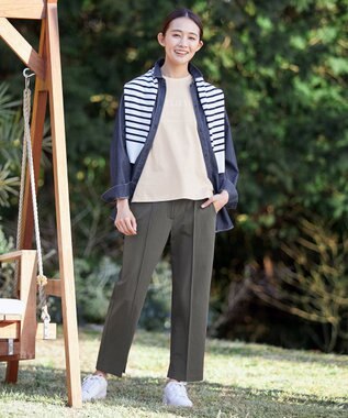 J.PRESS LADIES 【洗える】KATE パネルボーダー ボートネック ニット ホワイト系1