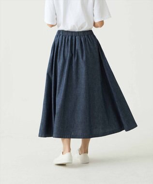 caqu gather skirt ゆったりシルエットデニムスカート rinse