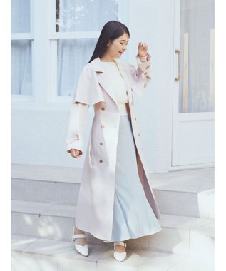 earth music&ecology ２ＷＡＹケープトレンチコート Pink Beige