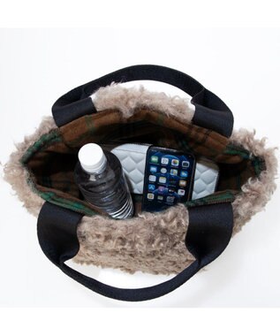 UNBILLION カシュカシュ cachecache / フェイクファー×チェック柄リバーシブルトート オーク