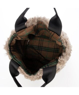 UNBILLION カシュカシュ cachecache / フェイクファー×チェック柄リバーシブルトート オーク