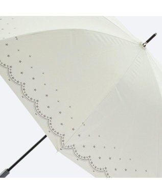 MOONBAT 晴雨兼用日傘 長傘 スカラ刺繍柄プリント／遮光 遮熱 UV オフホワイト
