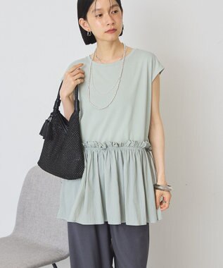 AMERICAN HOLIC 汗染み防止・異素材ペプラムプルオーバー Grayish Khaki