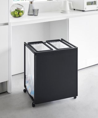 tower 目隠し分別ダストワゴン タワー 45L 2分別 ブラック ブラック