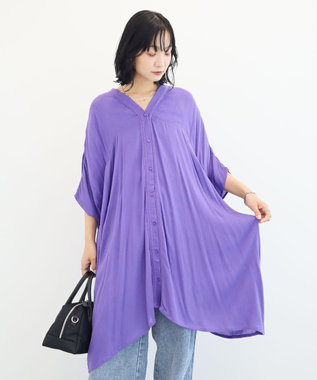 Green Parks ハシゴレースレーヨンクレープチュニック Purple