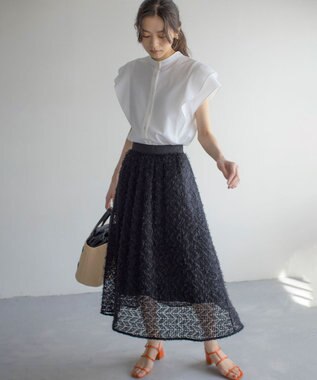 組曲 L フェザーチュール スカート ブラック系