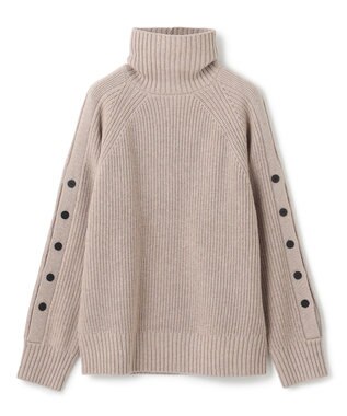 BEIGE， 【洗える】LEADER / ボタンディティールハイネックトップス Taupe