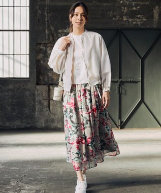 自由区 【撥水加工・UVケア・洗える】ライトグログラン ブルゾン アイボリー