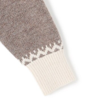 23区 【洗える】ジャガード クルーネック ニット ベージュベース