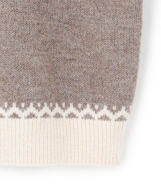 23区 【洗える】ジャガード クルーネック ニット ベージュベース
