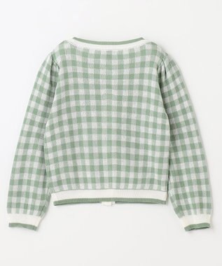 ANY KIDS ギンガム総柄ニット カーディガン グリーンギンガム