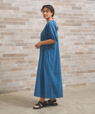 J.PRESS YORK STREET 【WOMEN】コットンワッシャーリラックス ワンピース ピーコックグリーン系