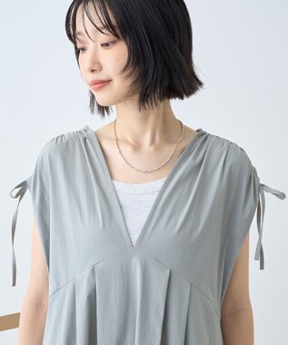 AMERICAN HOLIC 【マルチ機能】Vネックドロストショルダーワンピース Grayish Khaki