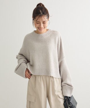 Green Parks ・Ｐｅｔｉｔ　Ｆｌｅｕｒ　ブークレワイドニット Light Gray