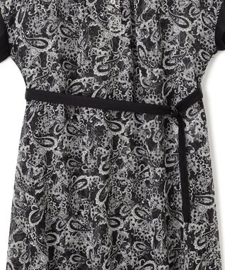 23区 L 【一部店舗限定/速乾性/洗える】モノトーンプリント ワンピース ペイズリーモチーフ