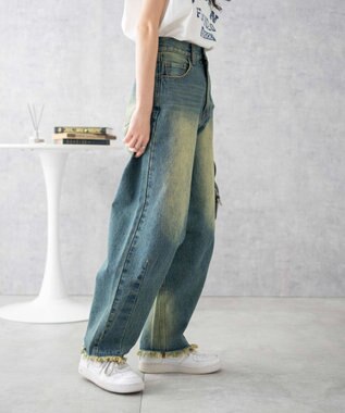 WEGO ヴィンテージウォッシュカーブデニムパンツ デニム