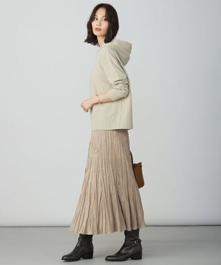 J.PRESS LADIES CHENILLE フーデッド ニット ベージュ系