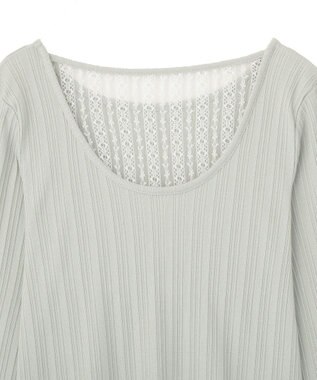 earth music&ecology ランダムチェーンリブバックレースプルオーバー Light Green