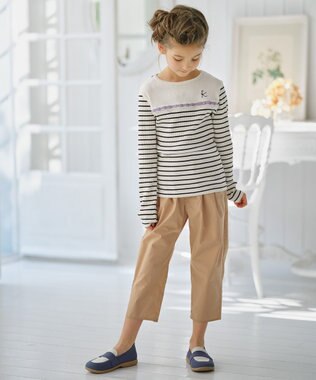 組曲 KIDS 【110-140㎝】バックリボンクロップド パンツ ベージュ系