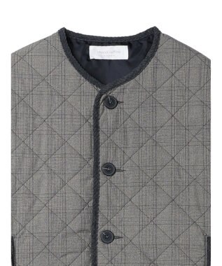 Green Parks キルティングノーカラーブルゾン Check