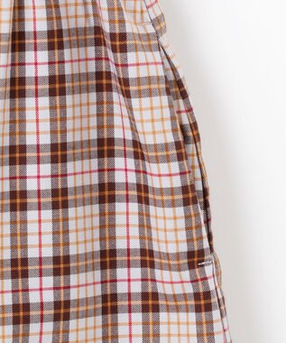 組曲 KIDS 【150-160㎝】リセチェックシャツ ワンピース グレー×ブラウン系