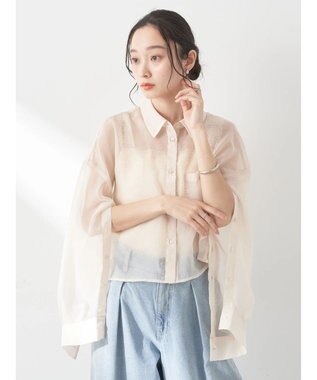 earth music&ecology ソデスリットクロップドシャツ Light Beige