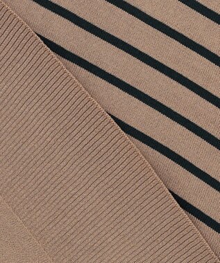 ANY L 【洗濯機可/接触冷感/UVカット/アンチピリング】フレンチスリーブニットプルオーバー モカ×ネイビー