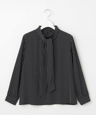 J.PRESS LADIES 【洗える】ポリエステルスエード変形ドットプリント ブラウス ネイビー系5