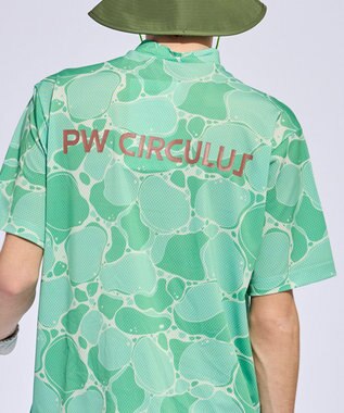 PW CIRCULUS 【MEN】WATER SURFACE プリントモックネックT ゴルフ ピーコックグリーン系5