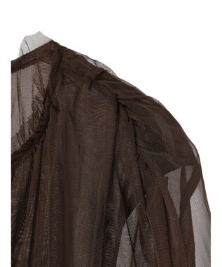 YECCA VECCA チュールギャザーブラウス Brown