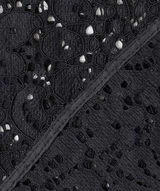 ICB L 【洗える】 ナイロンコードレース ブラウス ブラック系