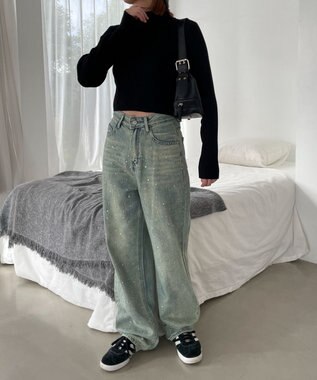 WEGO リブハイネックショートニット ブラック