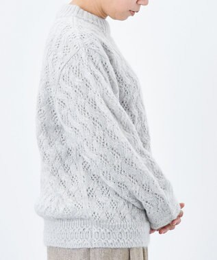 muuc 〈高品質シルク＆アンゴラモヘア〉模様編み ボトルネックセーター ライトグレー