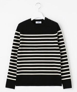 J.PRESS LADIES 【洗える】ミラノリブバスクボーダー ニット ブラック系1