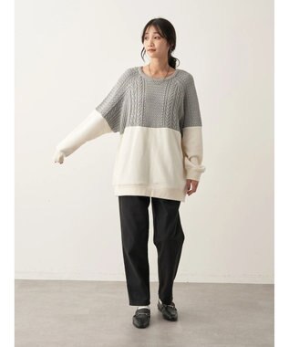 CRAFT STANDARD BOUTIQUE ニットドッキング裏毛プルオーバー Light Gray Mixture