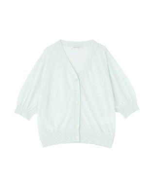 AMERICAN HOLIC 5分袖シアーVネックニットカーディガン Sax