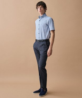 JOSEPH ABBOUD 【キングサイズ・ジャージー素材・ストレッチ・イージーケア】コンパクトジャージー半袖 シャツ ネイビー系