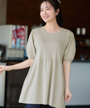 Tiaclasse リブ切替スカラップニットチュニック