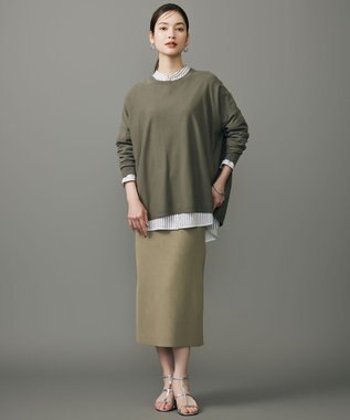 自由区 L 【WEB限定カラーあり】レーヨンストレッチ ニットT [新色]カーキ