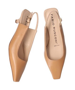 INTER-CHAUSSURES 【FABIO RUSCONI】スクエアトウバックバンドパンプス ベージュ