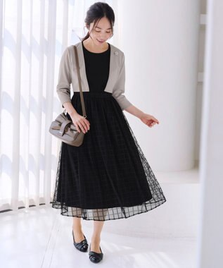 Tiaclasse 【UVカット・吸水速乾】 “きれい見え” カットソーストレートボレロ グレージュ