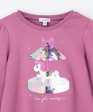 ANY KIDS ミラクルスパンコール 長袖 Tシャツ ローズ
