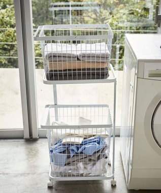 tower ランドリーワゴン+バスケット タワー ホワイト ホワイト