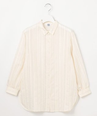 J.PRESS LADIES 【洗える】SHEER dobby ストライプ シャツカラー ブラウス アイボリー系1