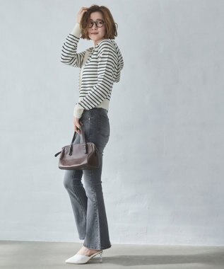 WEGO 【美脚パンツ】ストレッチフレアデニムパンツ デニムブラックソノタ