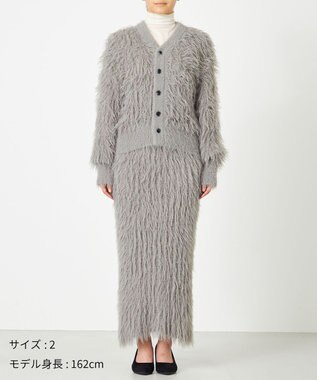 NAVE 【ReNAVE・洗える】メルティーシャギーニット カーディガン ライトグレー系