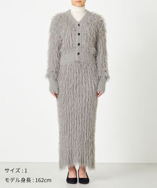 NAVE 【ReNAVE・洗える】メルティーシャギーニット カーディガン ライトグレー系